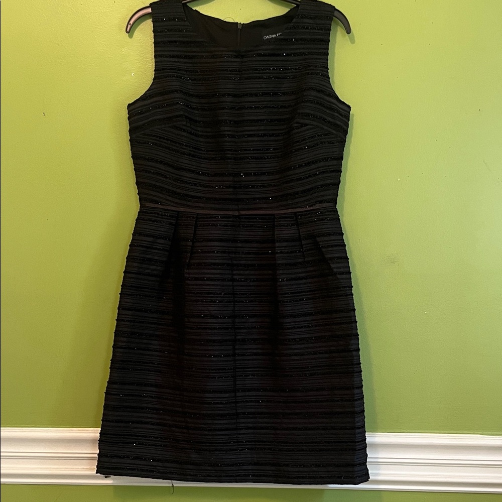 EUC black sheath sparkle striped cocktail dress by Cynthia Rowley